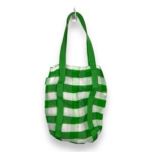 OLD NAVY GREEN WHITE REUSABLE BAG BEACH CHECKERED PLAID LIGHTWEIGHT BEACH
